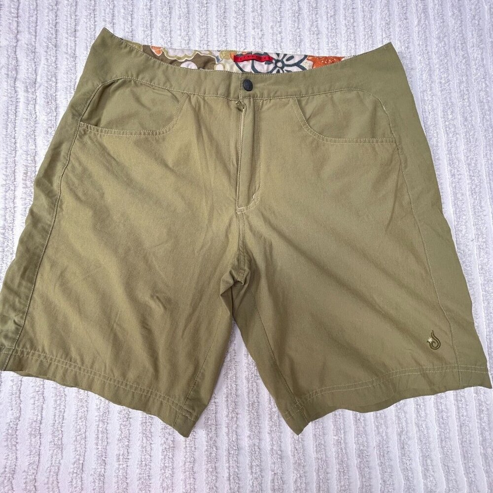 ISIS Women's Green Mid-Rise Stretch Hiking Outdoor Chino Shorts Size 10 Pockets